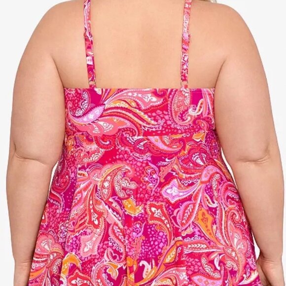 Swim Solution Swim Tankini Plus Size 16W Pink NWT $79 Underwire - Picture 2 of 5